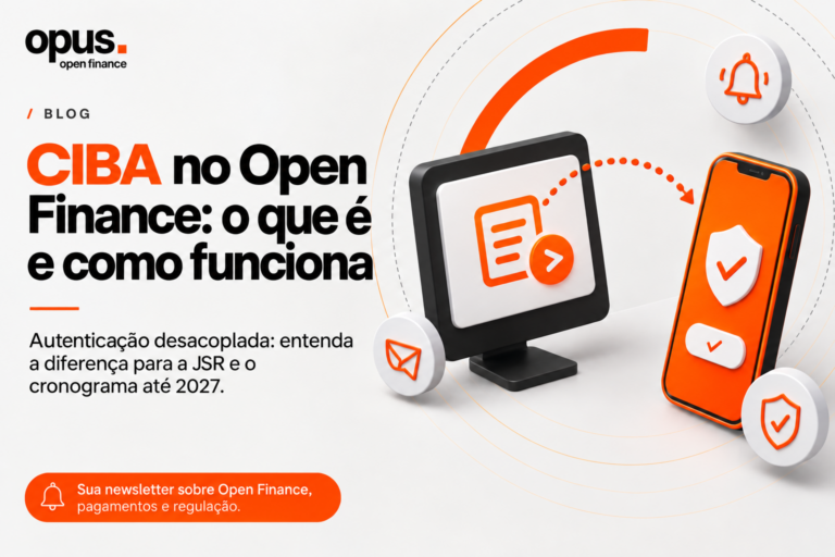 CIBA no Open Finance: solicitação em um computador e autorização em um celular por canal separado.